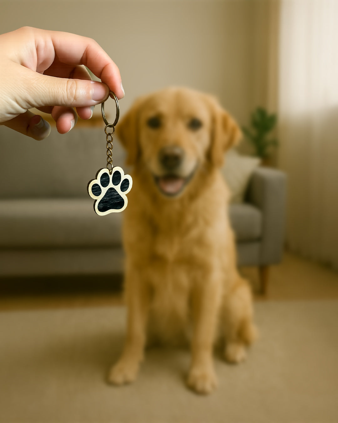 Dog paw - Wooden keychain