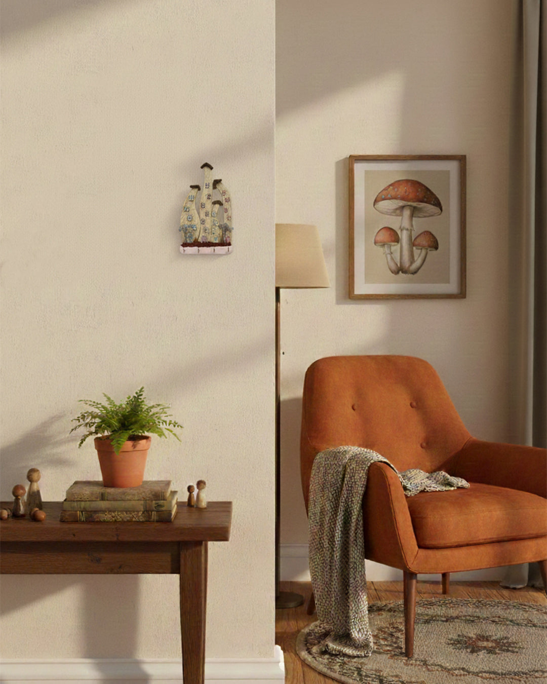 Ιδιόμορφα καμπυλωτά σπίτια - Χειροποίητη ξύλινη κλειδοθήκη